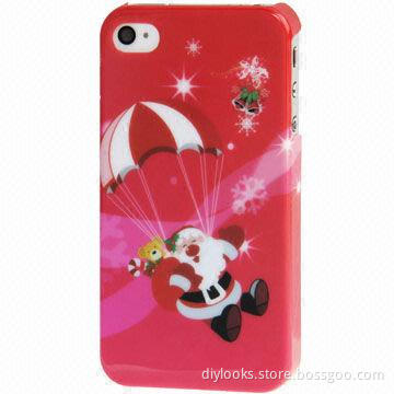 New Arrival Father Christmas Pattern Smooth Surface Plastic Protective Case for iPhone 4 and 4S